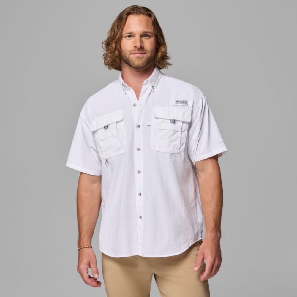 Columbia Mens Bahama PFG Short Sleeve Lightweight Fishing Outdoor White XXL
